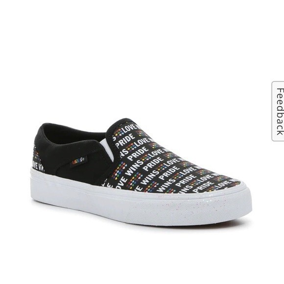 NEW Vans shoes asher love rainbow hearts 3 youth glitter kind slip on - Picture 1 of 11